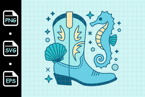 Cowboy Boot with Seahorse Sea Elements: A Designer’s Perspective