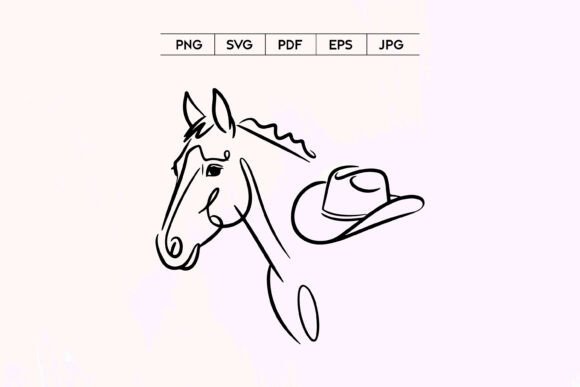 Cowboy Horse Head Line Art for Embroidery Projects