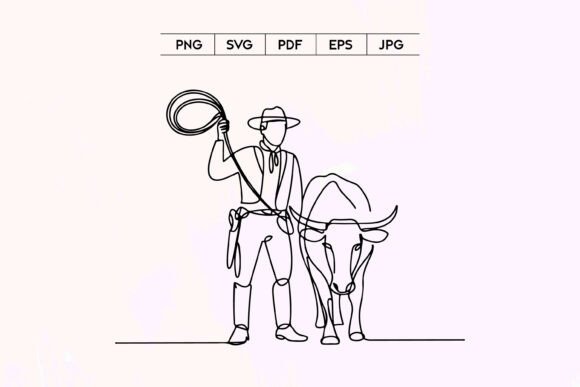 Cowboy with Lasso and Bull Line Art: A Designer’s Practical Take