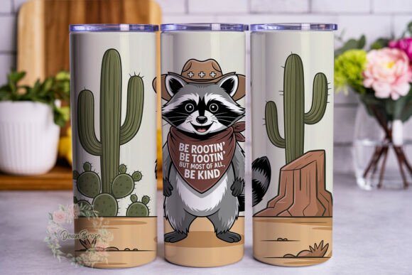Raccoon Cowboy Desert Tumbler Wrap Design Review