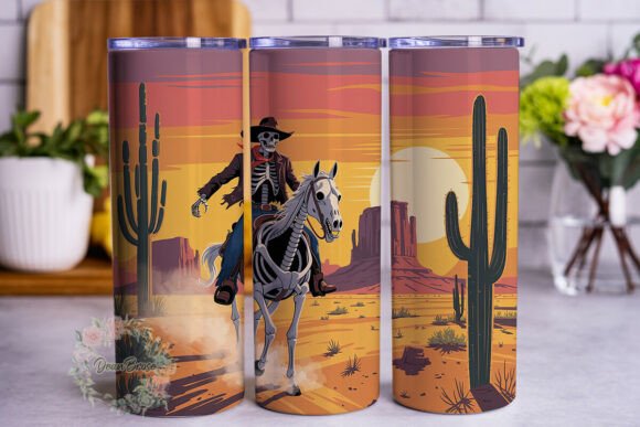 Skeleton Cowboy Desert Sunset Tumbler Review: A Bold Embroidery Design for Crafters