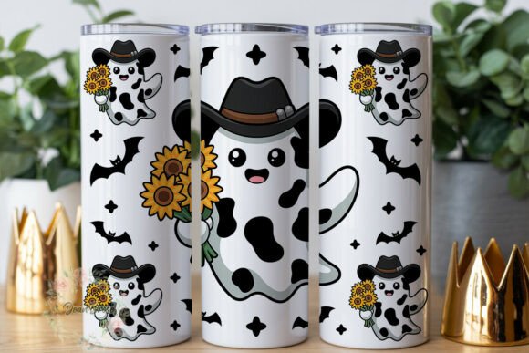 Spooky Cute Cowboy Ghost Sunflowers 20oz Embroidery Design Review