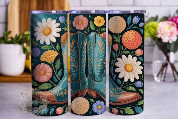 Teal Cowboy Boots Floral Tumbler Wrap Review