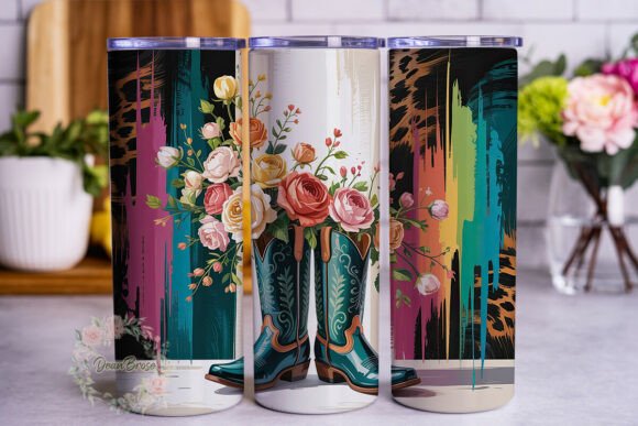 Western Boots Floral Grunge Tumbler Wrap Review