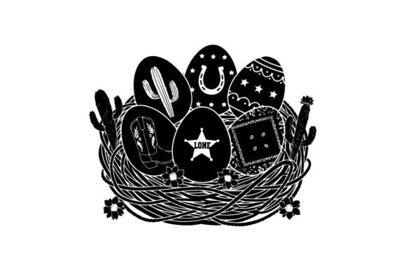 Western Easter Eggs in a Nest Silhouette Review